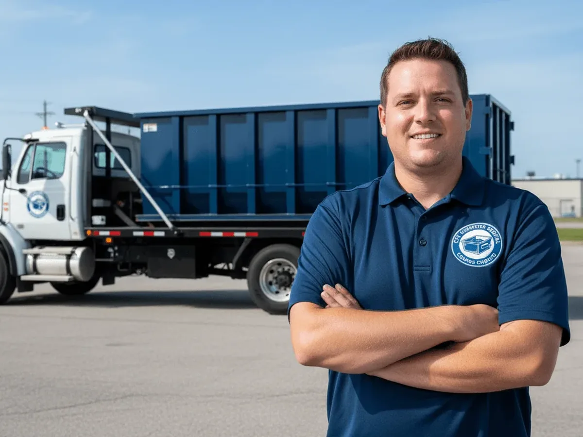 CTX Dumpster Rental Corpus Christi driver with a delivery truck